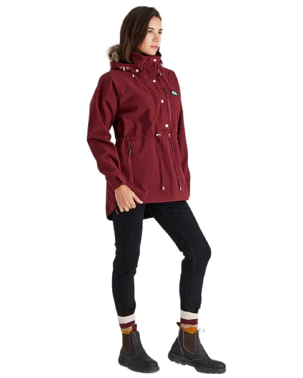 Winter Berry Coloured Ridgeline Ladies Monsoon Nordic Smock on white background #colour_winter-berry