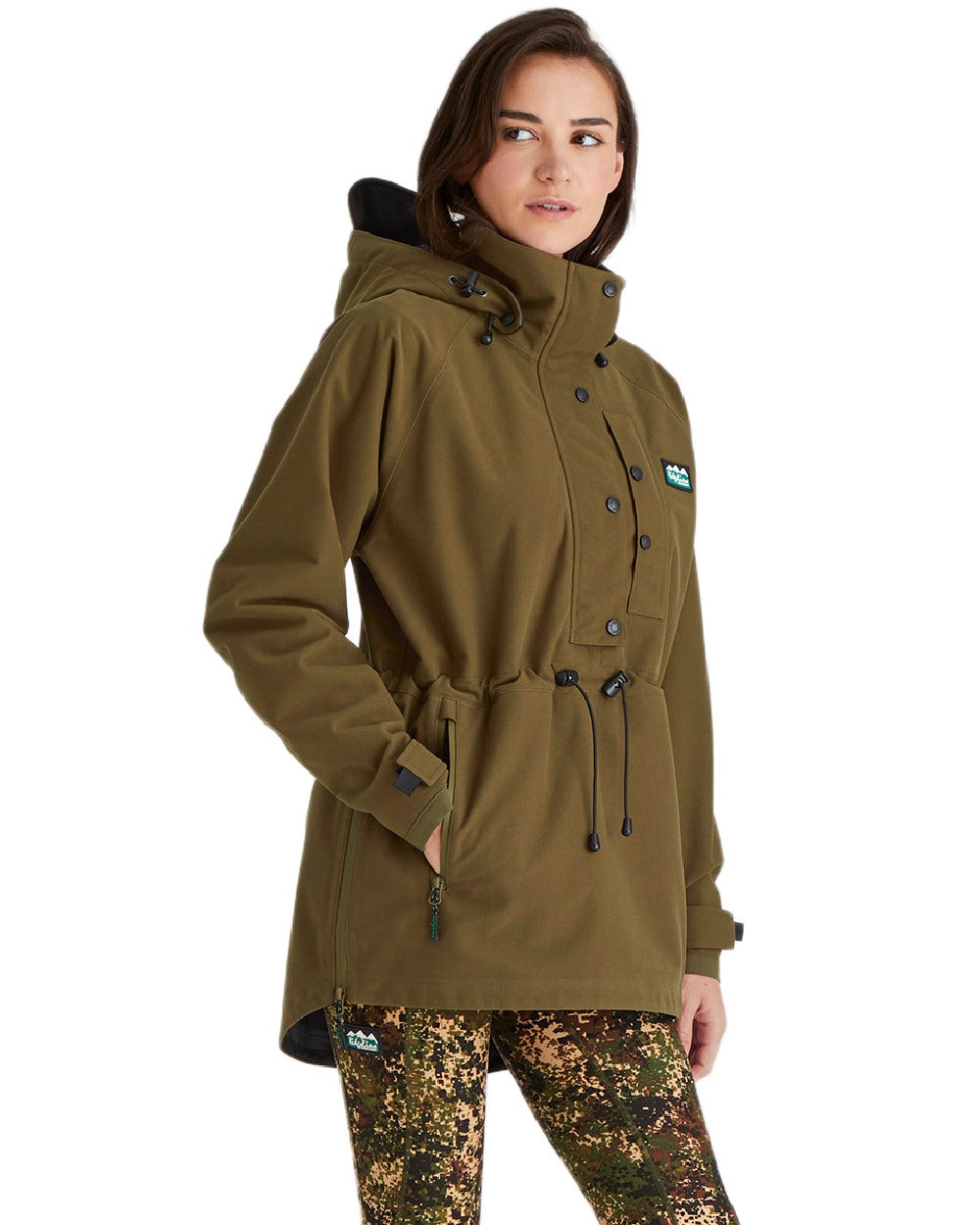 Teak Coloured Ridgeline Ladies Monsoon Waterproof Smock on white background #colour_teak