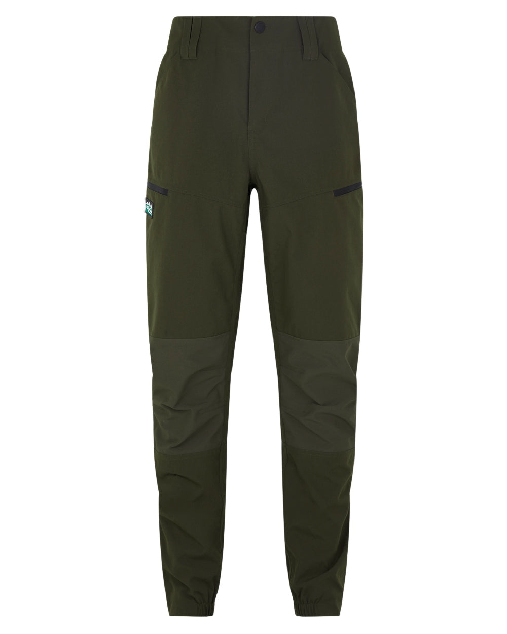 Deep Forest coloured Ridgeline Mens Cambrian Trousers on white background #colour_deep-forest