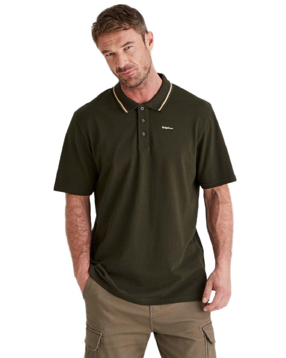 Deep Forest Coloured Ridgeline Mens Kilworth Polo Shirt on white background #colour_deep-forest