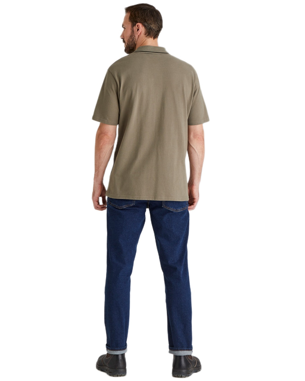 Olive Coloured Ridgeline Mens Kilworth Polo Shirt on white background #colour_olive