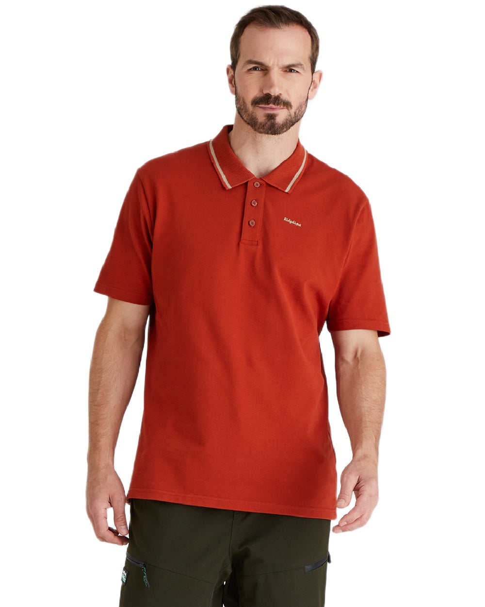 Russet Coloured Ridgeline Mens Kilworth Polo Shirt on white background #colour_russet