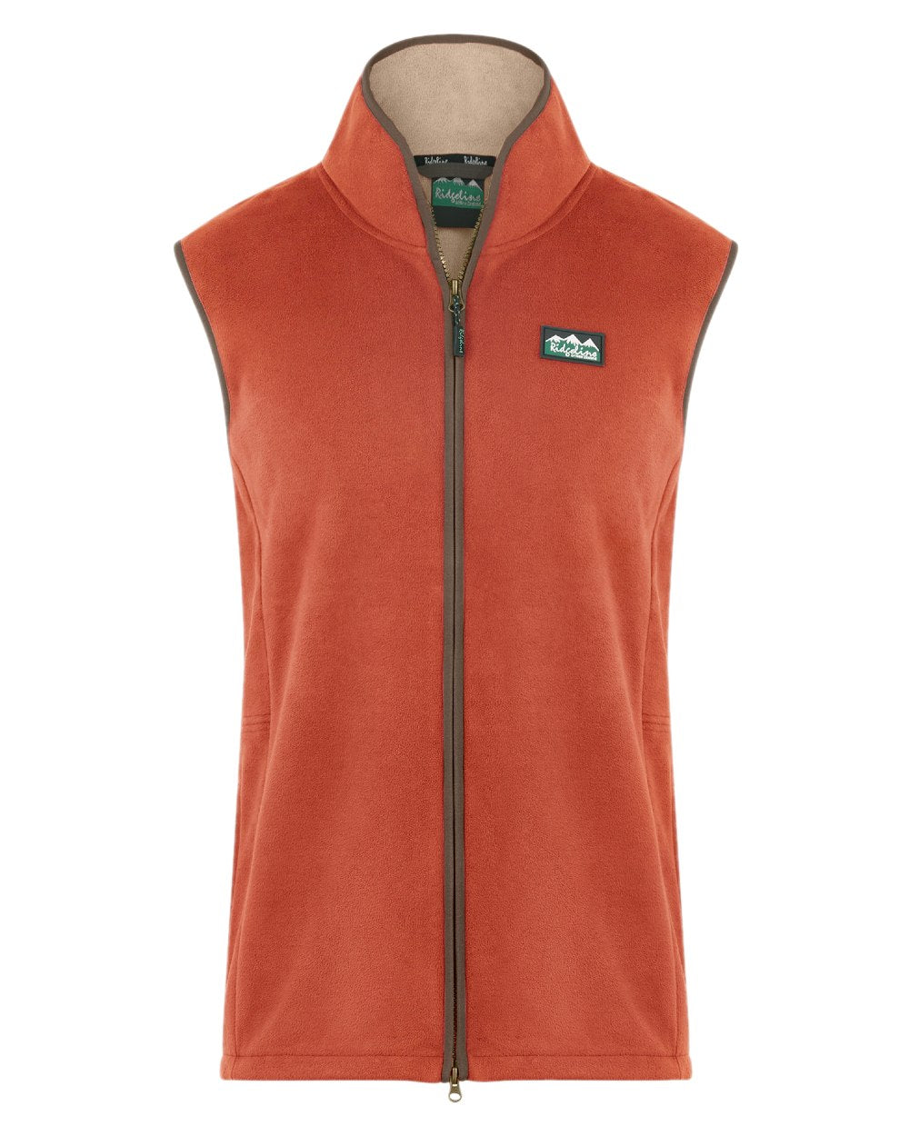Russet coloured Ridgeline Mens Kodiak Gilet on white background #colour_russet