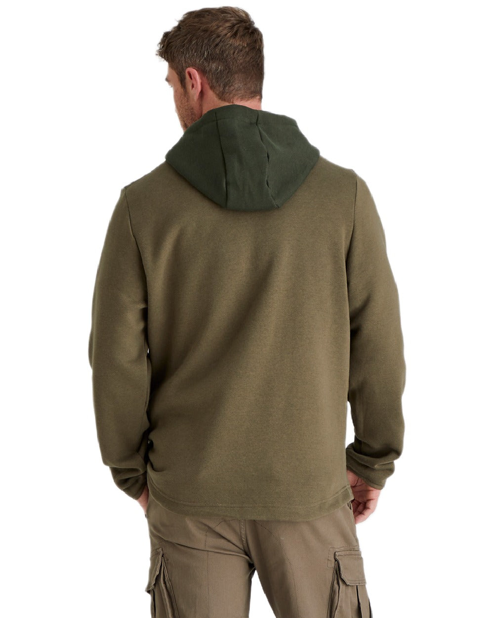 Olive coloured Ridgeline Mens South Island Hoodie on white background #colour_olive