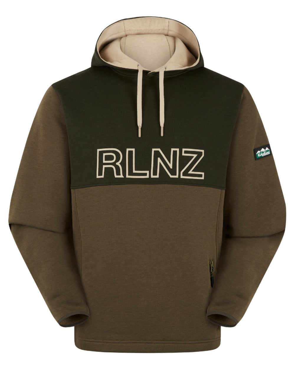 Olive coloured Ridgeline Mens South Island Hoodie on white background #colour_olive