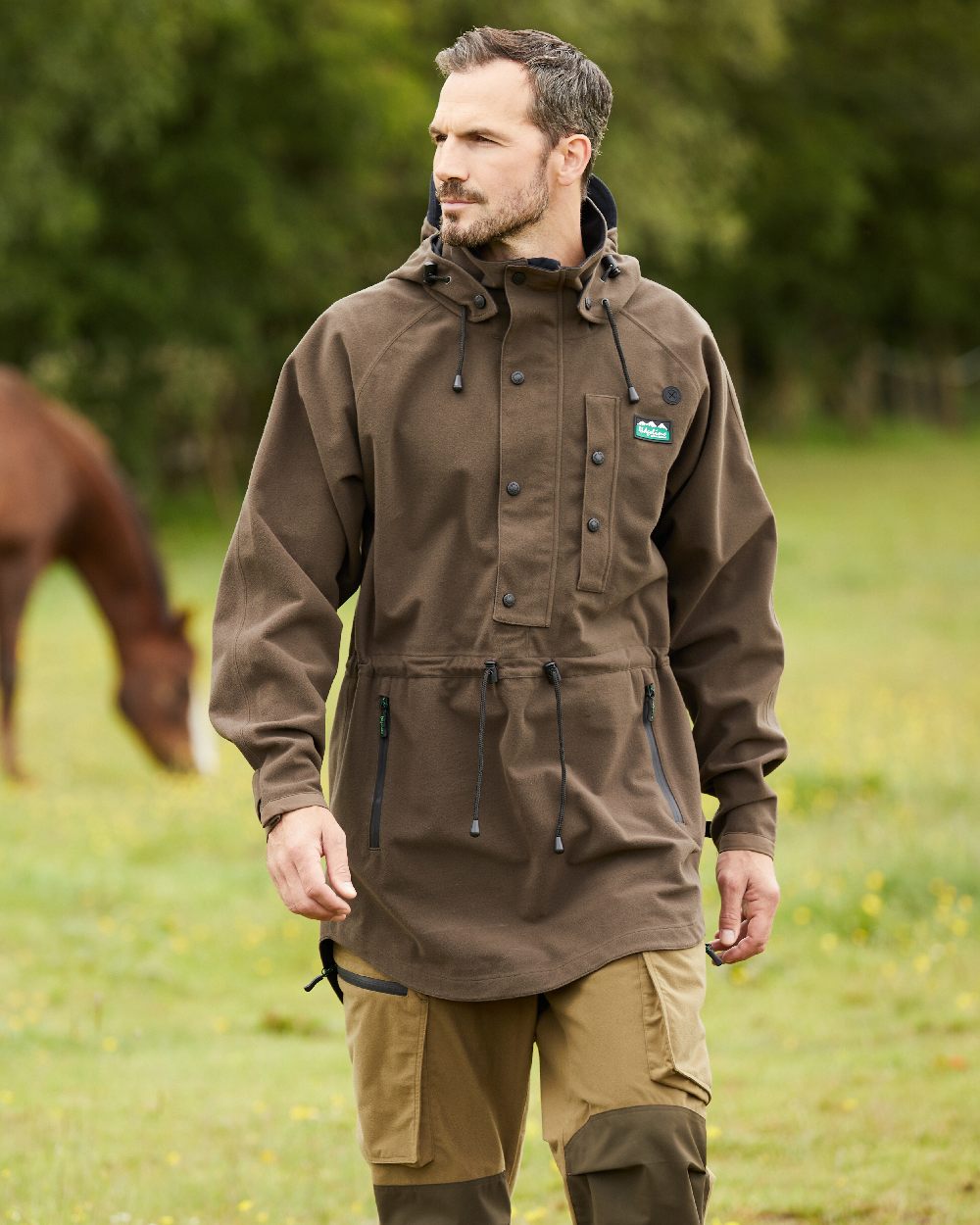 Bark Coloured Ridgeline Monsoon Classic Waterproof Smock on white background #colour_bark