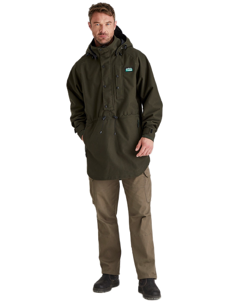Deep Forest Coloured Ridgeline Monsoon Classic Waterproof Smock on white background #colour_deep-forest