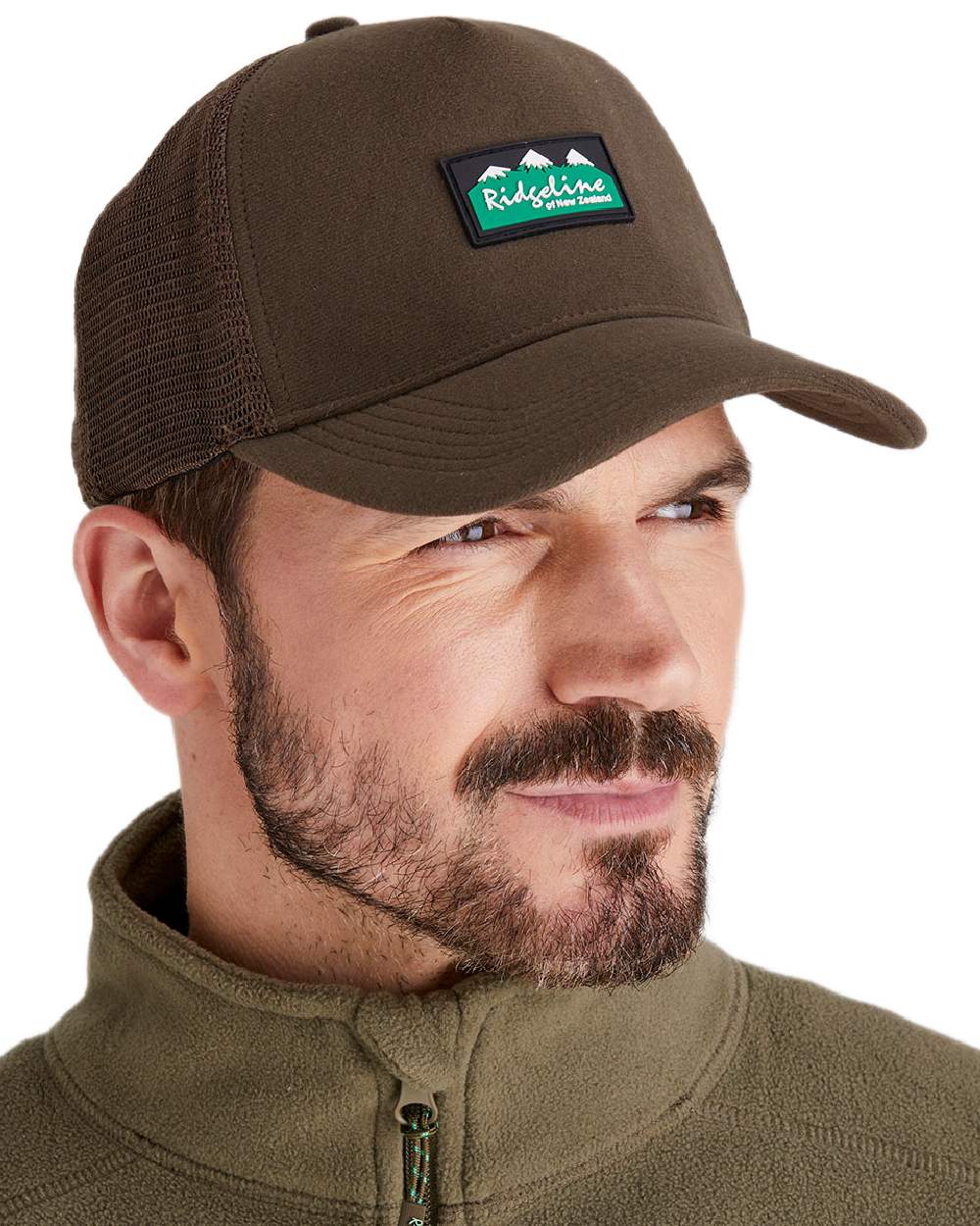 Bark Coloured Ridgeline Monsoon Trucker Cap on white background #colour_bark