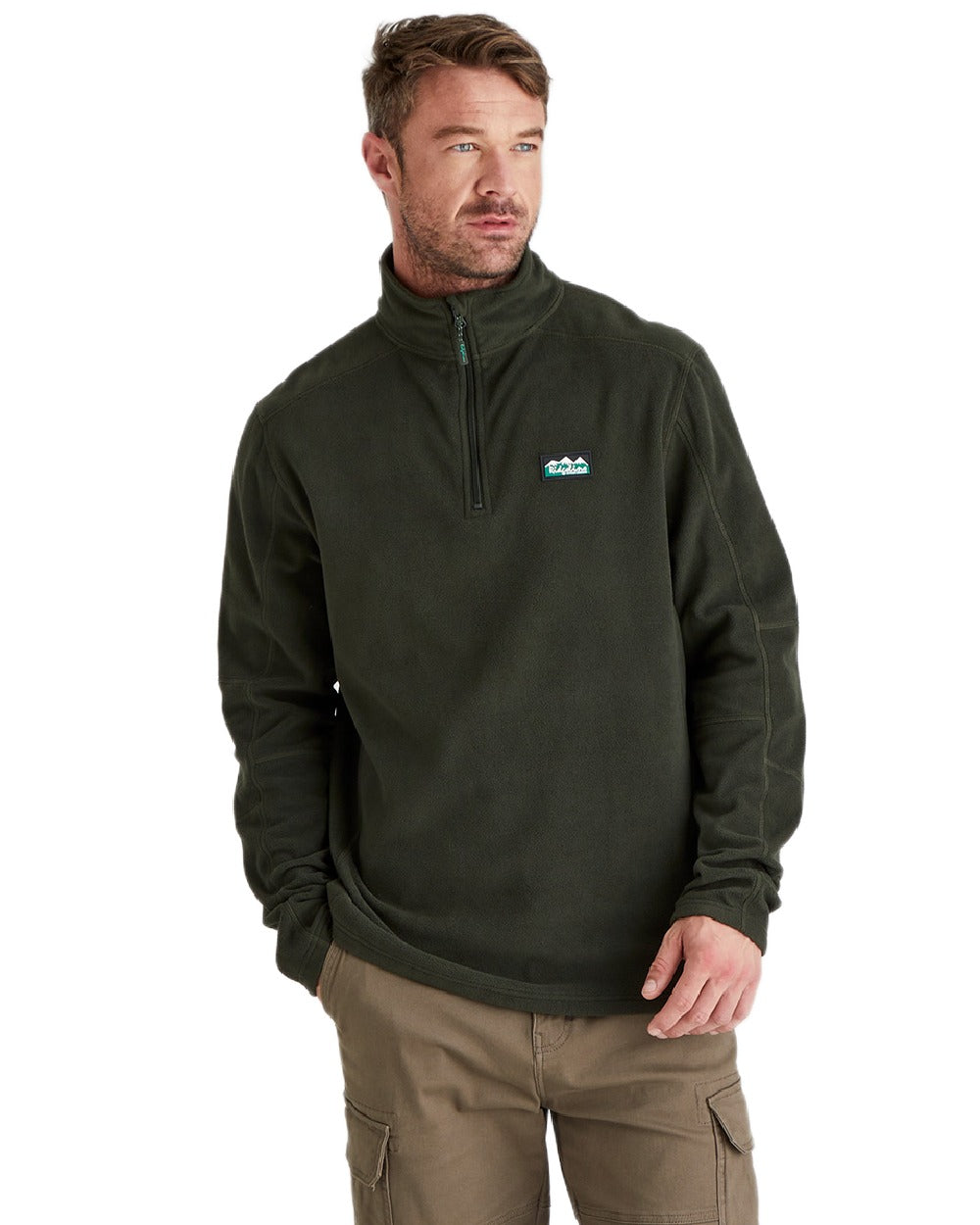 Deep Forest Coloured Ridgeline Narvik Fleece on white background #colour_deep-forest