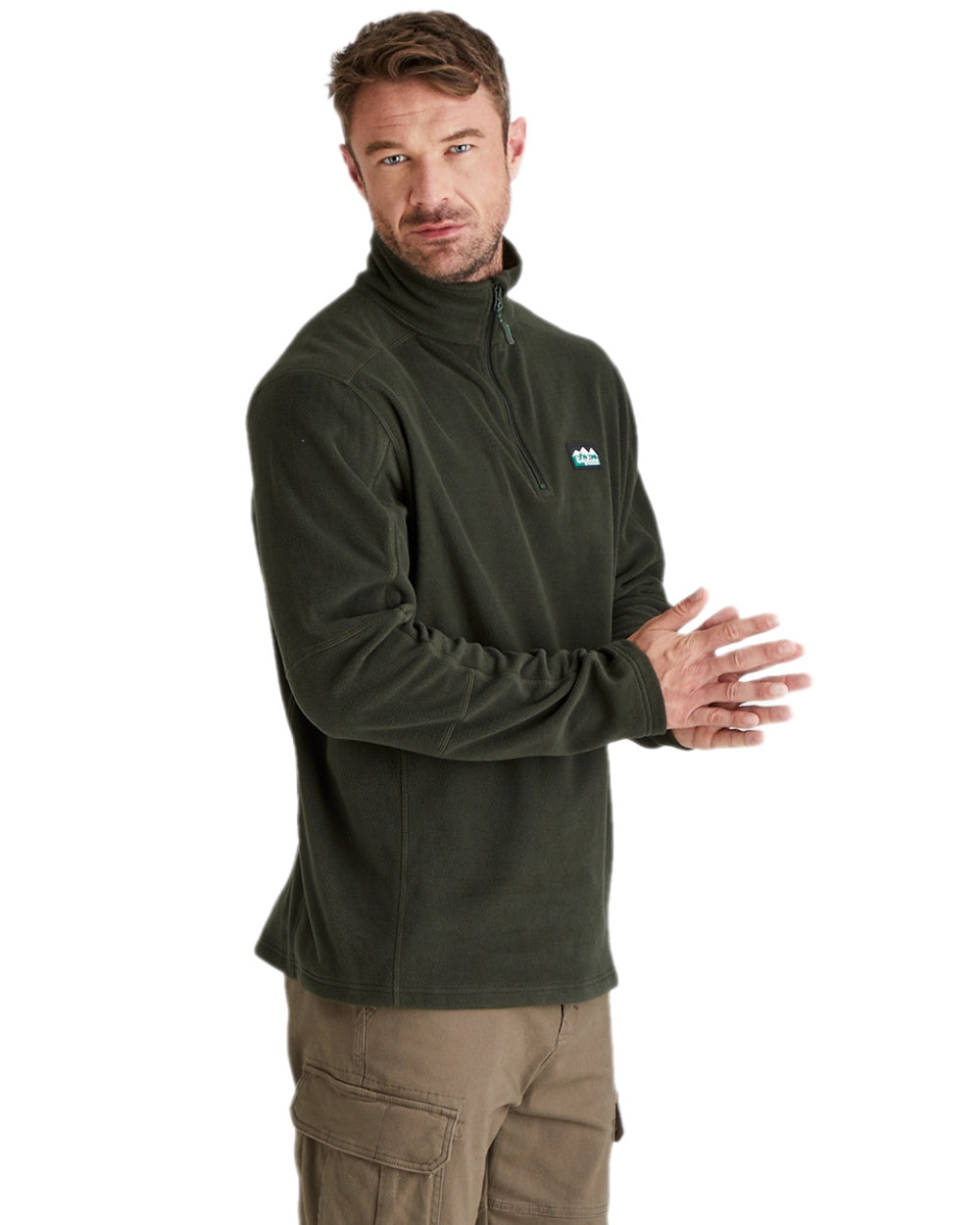 Deep Forest Coloured Ridgeline Narvik Fleece on white background #colour_deep-forest
