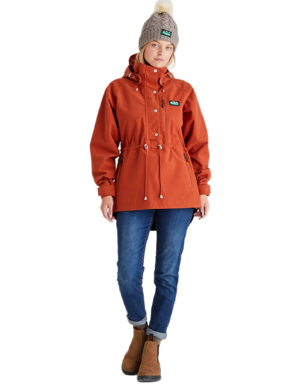 Mushroom Coloured Ridgeline Nordic Fleck Bobble Hat on white background #colour_mushroom