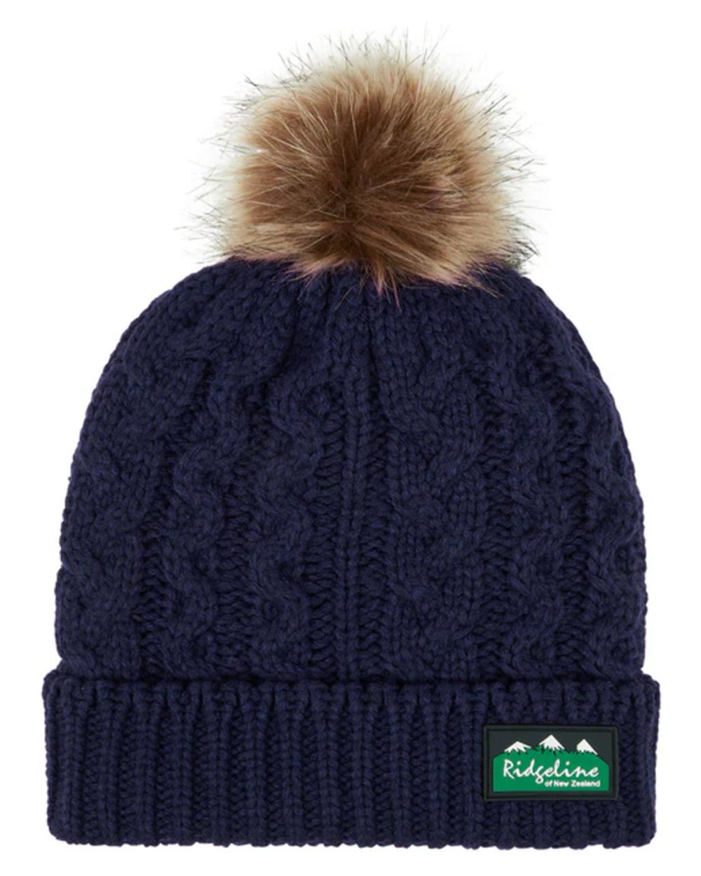Navy coloured Ridgeline Nordic Fleck Bobble Hat on white background #colour_navy