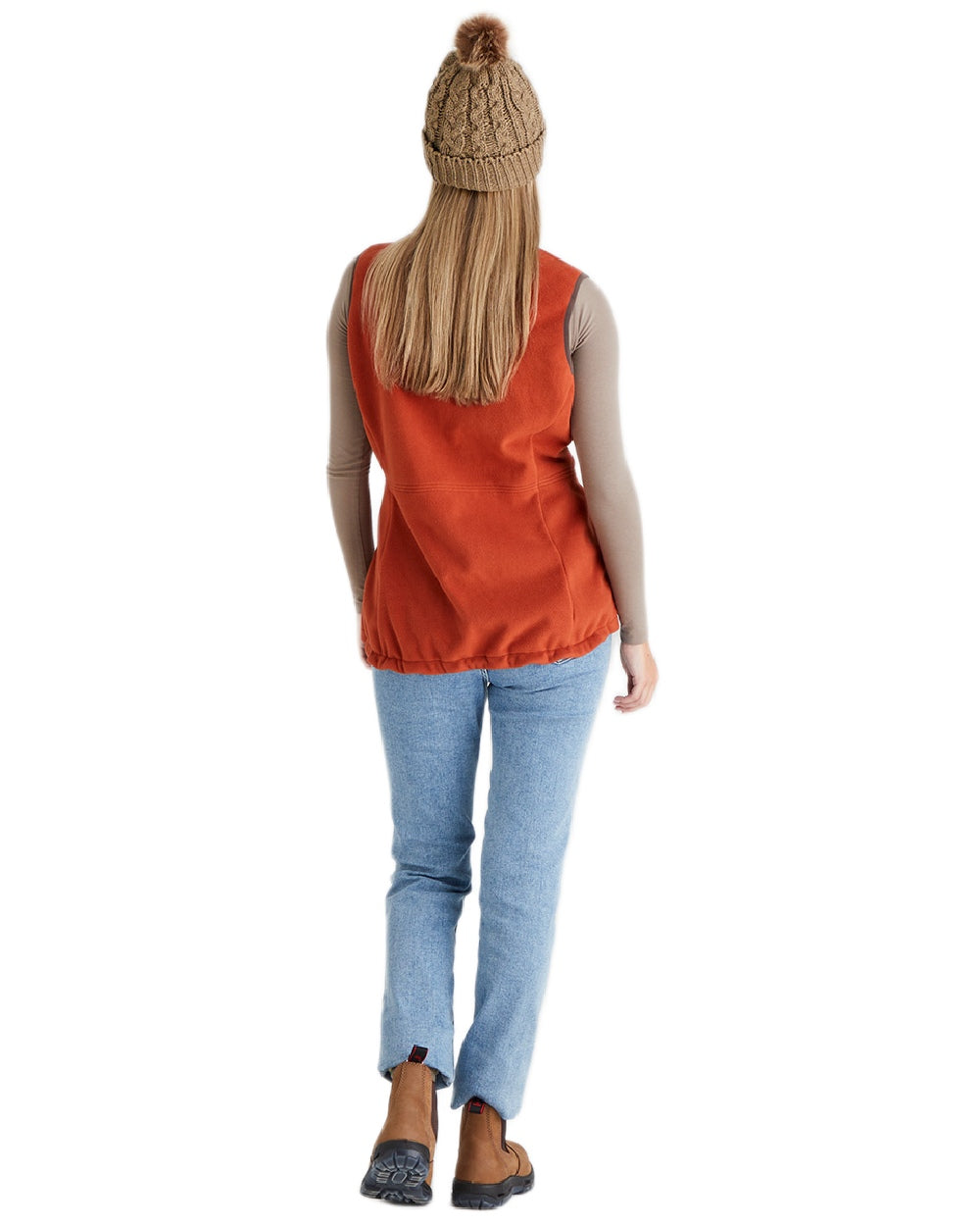 Teak Coloured Ridgeline Nordic Fleck Bobble Hat on white background #colour_teak