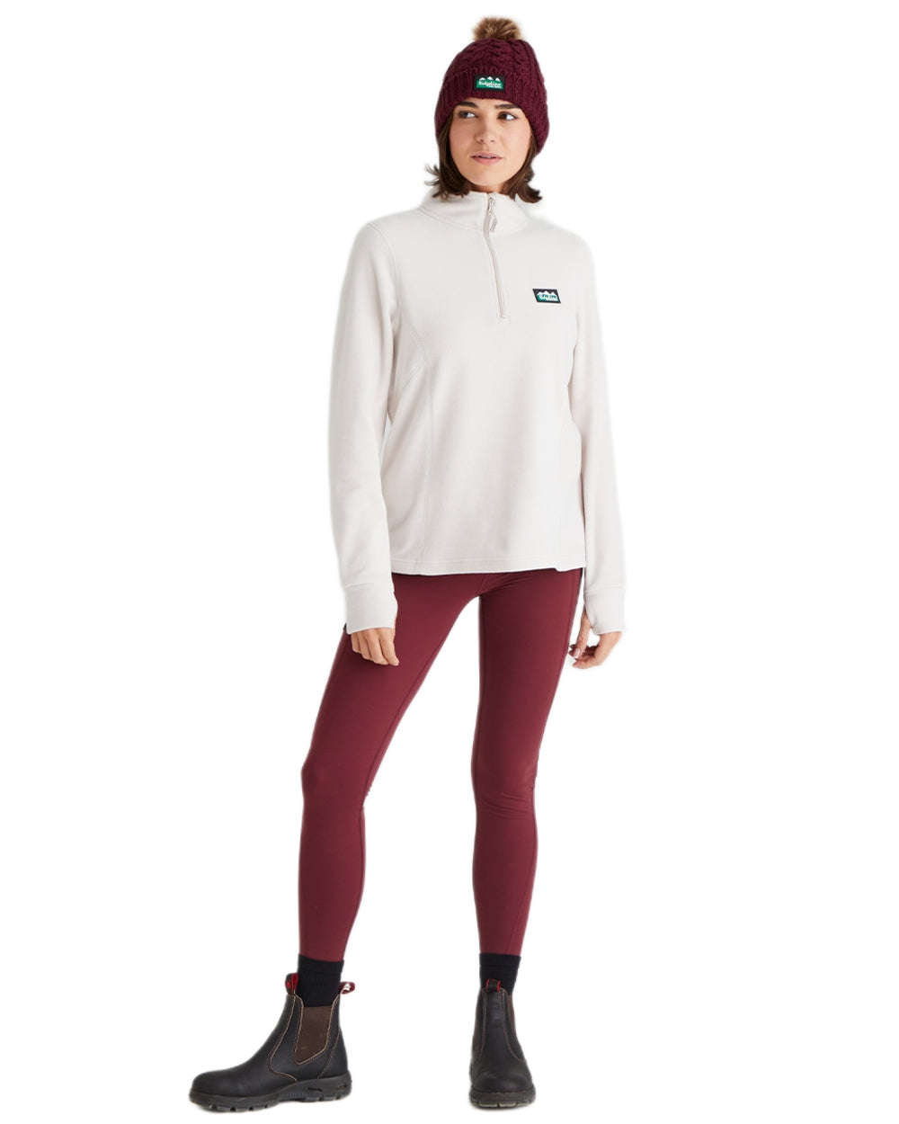 Winter Berry Coloured Ridgeline Nordic Fleck Bobble Hat on white background #colour_winter-berry