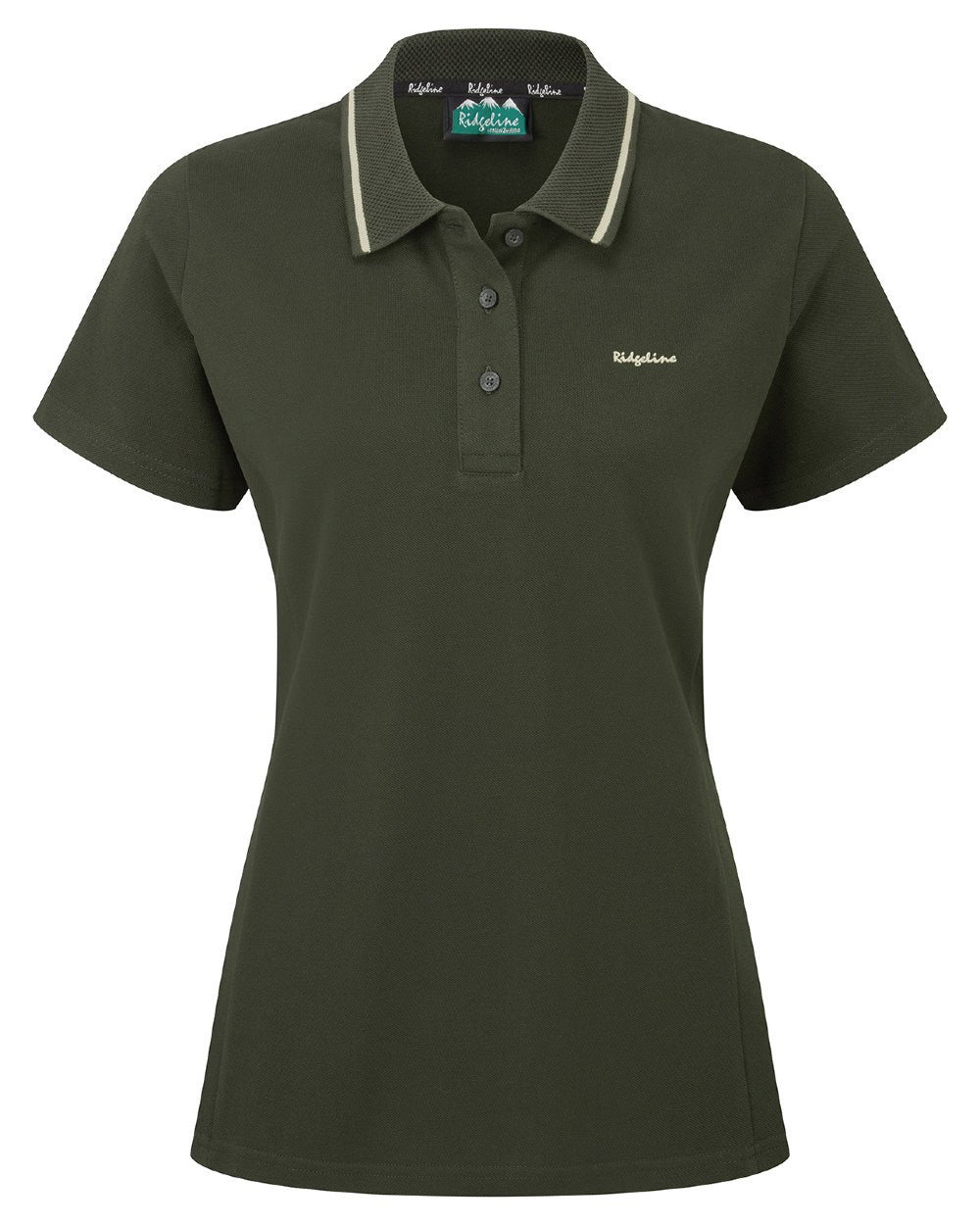 Deep Forest coloured Ridgeline Womens Kilworth Polo Shirt on white background #colour_deep-forest