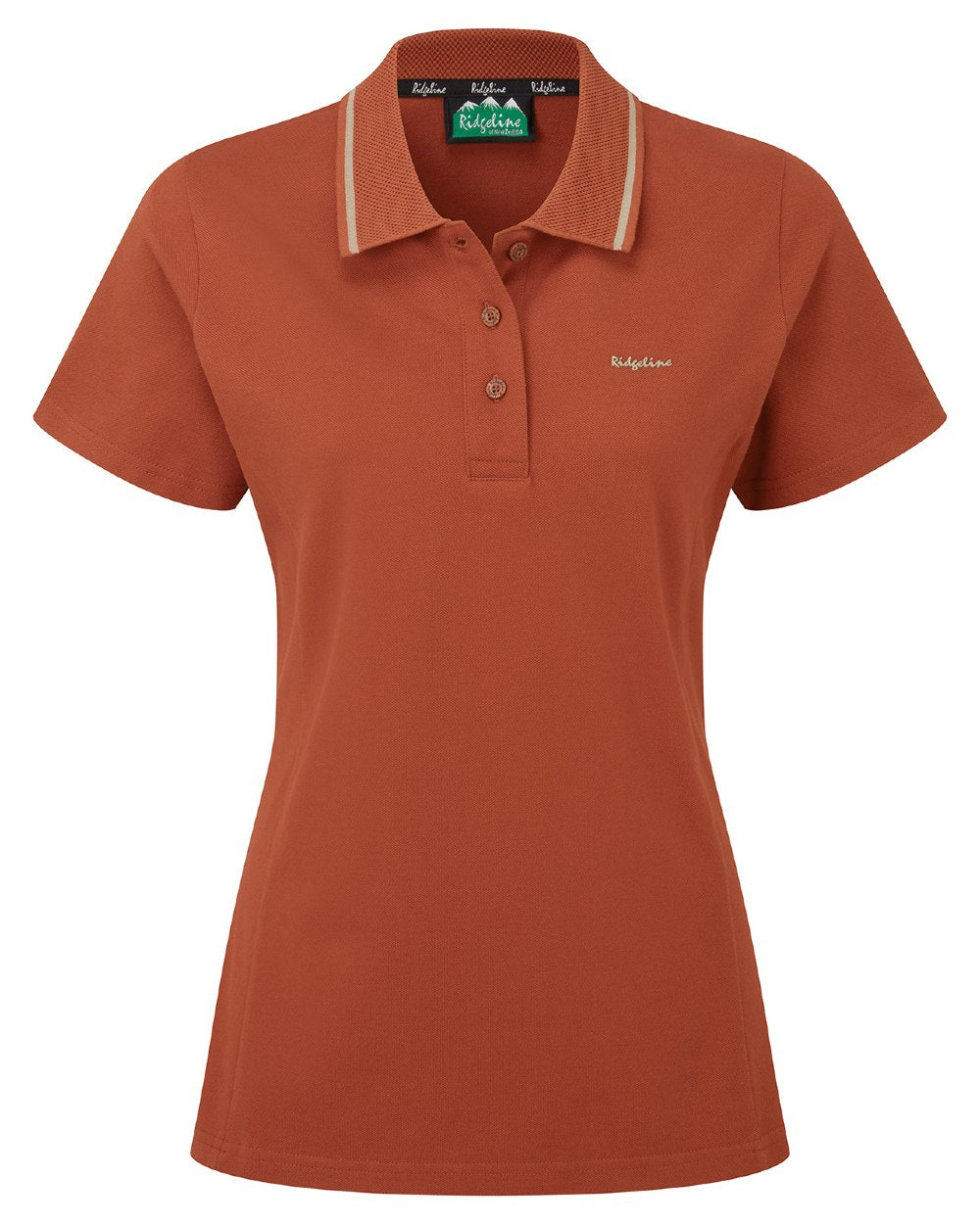 Russet coloured Ridgeline Womens Kilworth Polo Shirt on white background #colour_russet