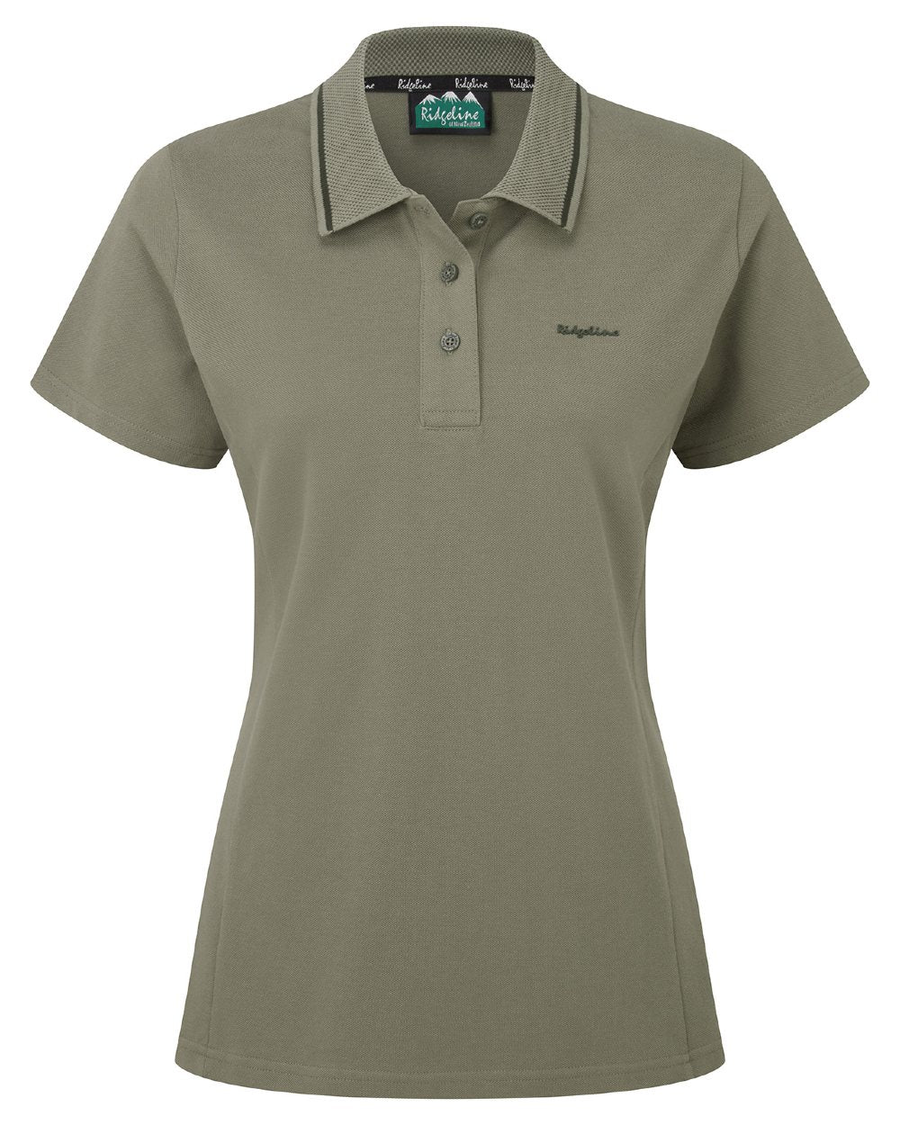 Smokey Olive coloured Ridgeline Womens Kilworth Polo Shirt on white background #colour_smokey-olive
