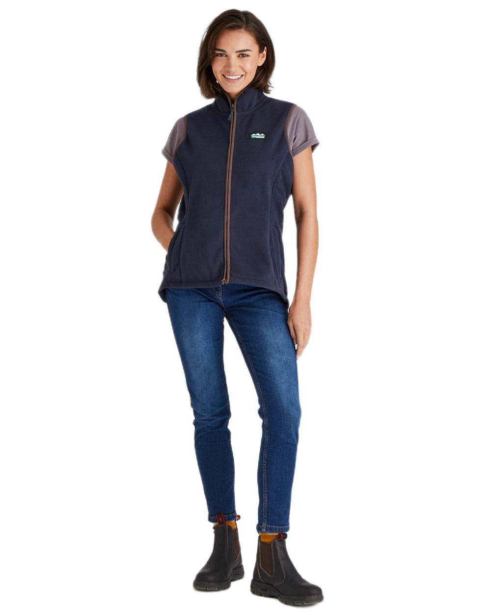 Navy coloured Ridgeline Womens Kodiak Gilet on white background #colour_navy