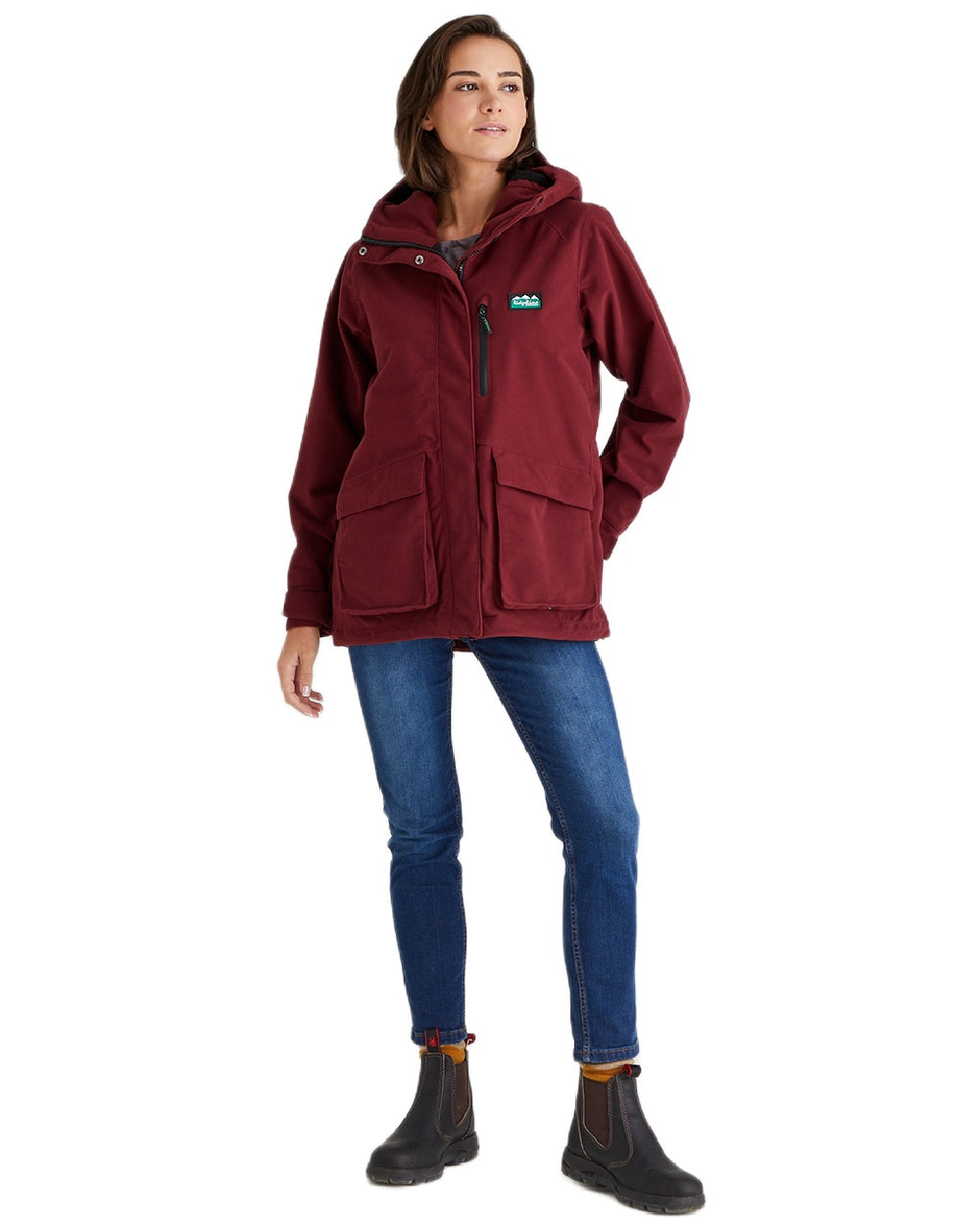 Winter Berry coloured Ridgeline Womens Rhea Jacket on white background #colour_winter-berry