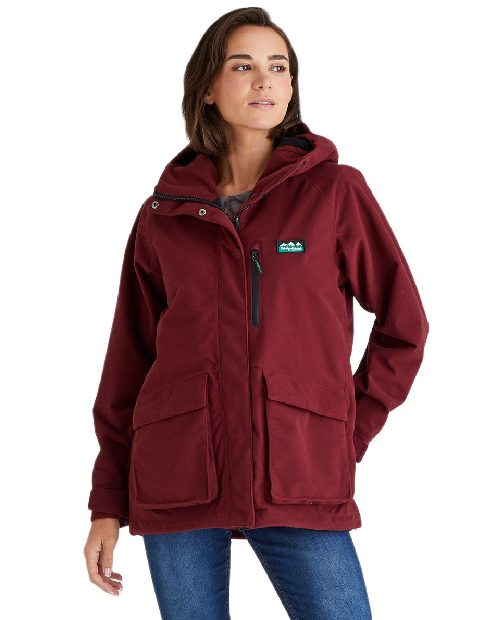 Winter Berry coloured Ridgeline Womens Rhea Jacket on white background #colour_winter-berry