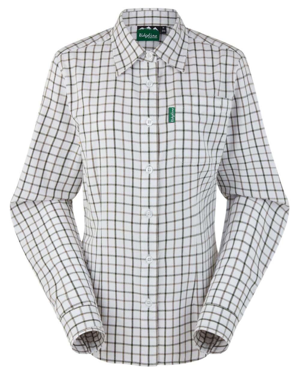 Deep Forest Smokey Olive coloured Ridgeline Womens Sedgebrook Shirt on white background #colour_deep-forest-smokey-olive