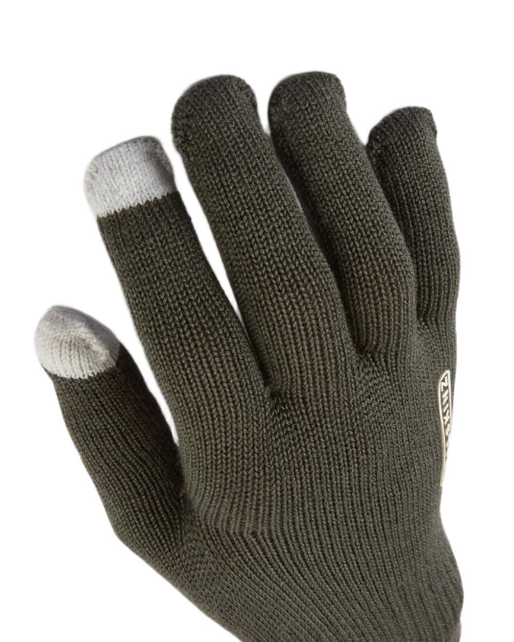 Olive Coloured Sealskinz Hanworth Solo Merino Glove on white background #colour_olive