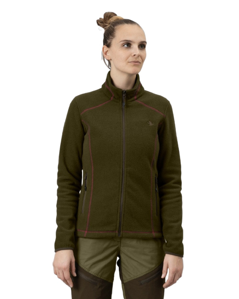 Pine Green Coloured Seeland Billie Fleece Jacket on white background #colour_pine-green