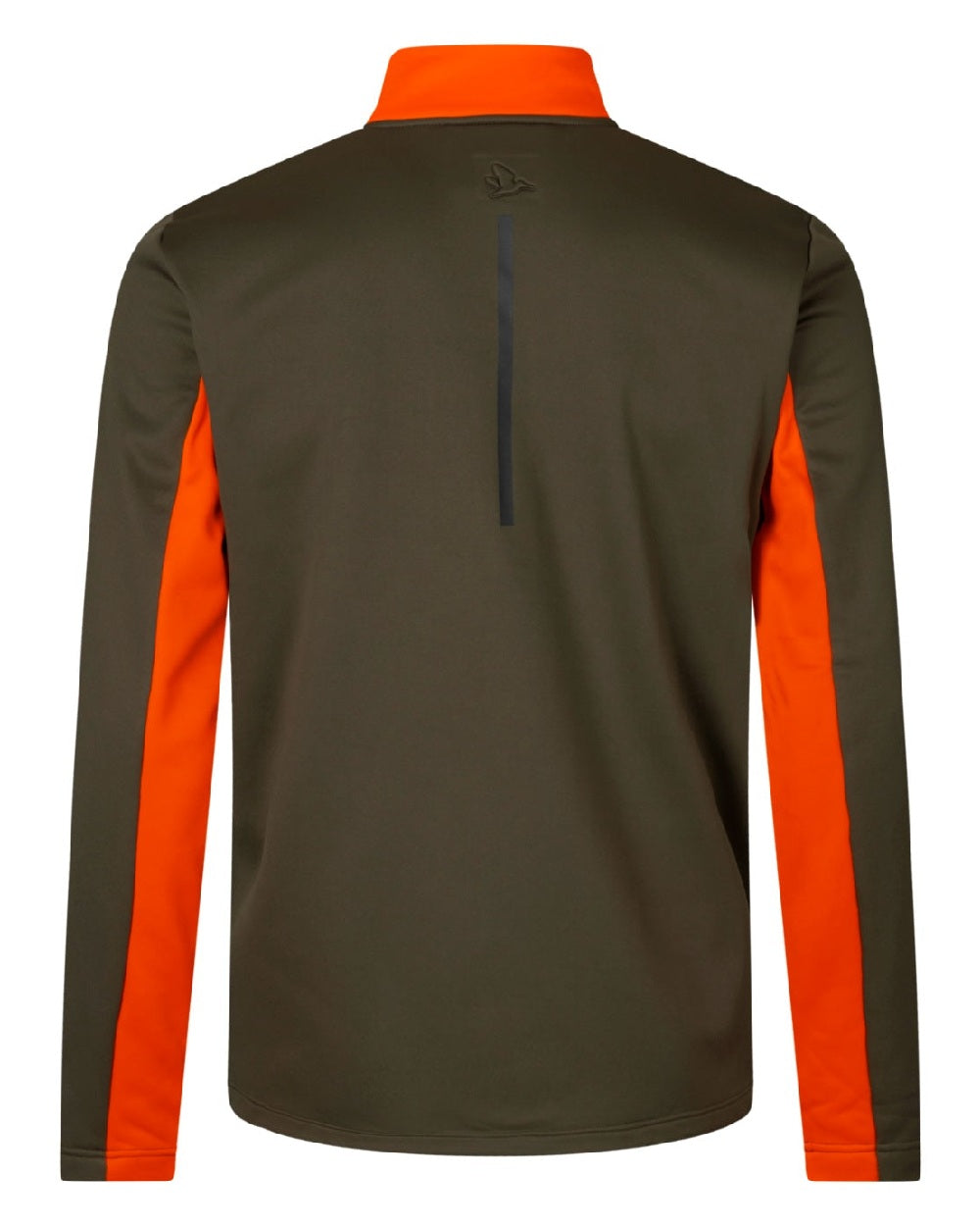 Pine Green Hi-Vis Orange Coloured Seeland Elliot Fleece on white background #colour_pine-green-hi-vis-orange