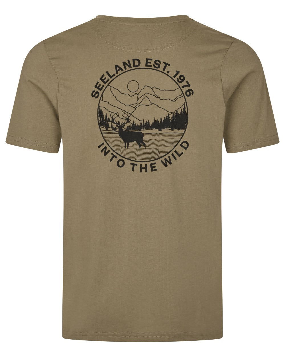 Covert Green coloured Seeland Mens Hunting Landscape T-Shirt on white background #colour_covert-green