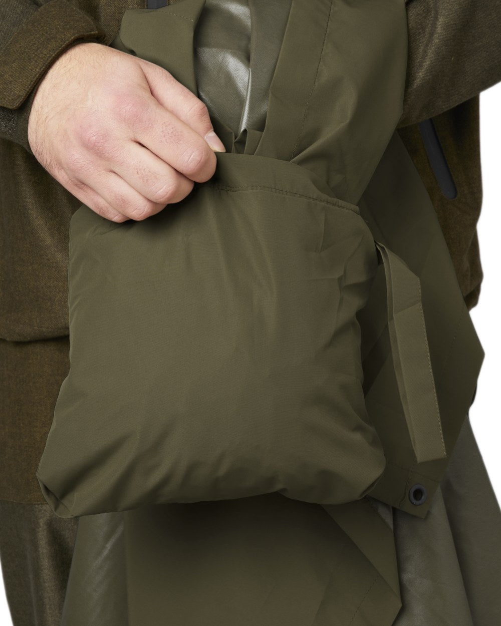 Pine Green coloured Seeland Taxus Waterproof Rain Poncho on white background #colour_pine-green