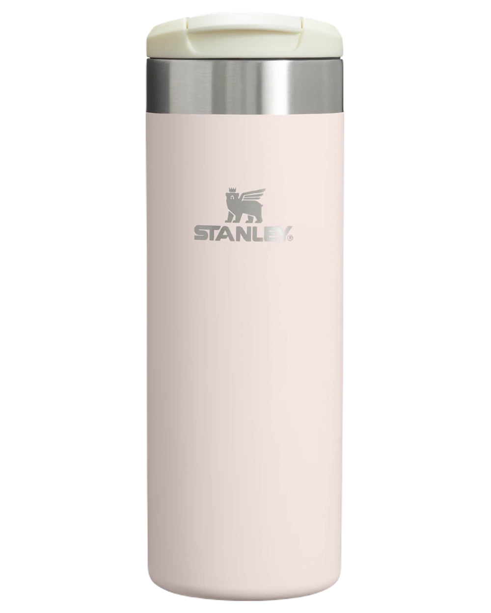Rose Quartz coloured Stanley AeroLight Transit Mug 0.47L on white background #colour_rose-quartz
