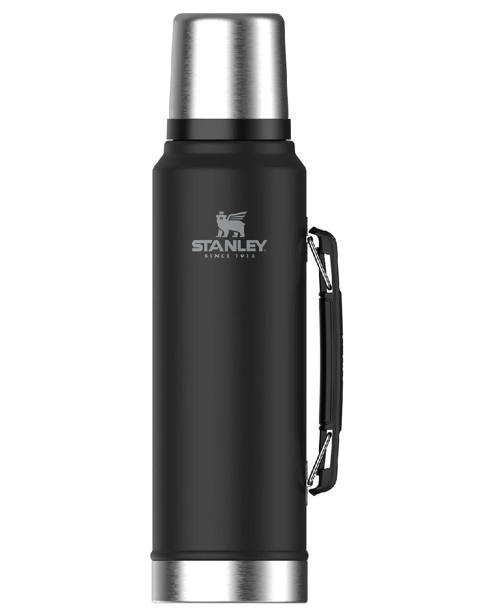 Matte Black Pebble coloured Stanley Classic Legendary Bottle 1.0L on white background #colour_matte-black-pebble