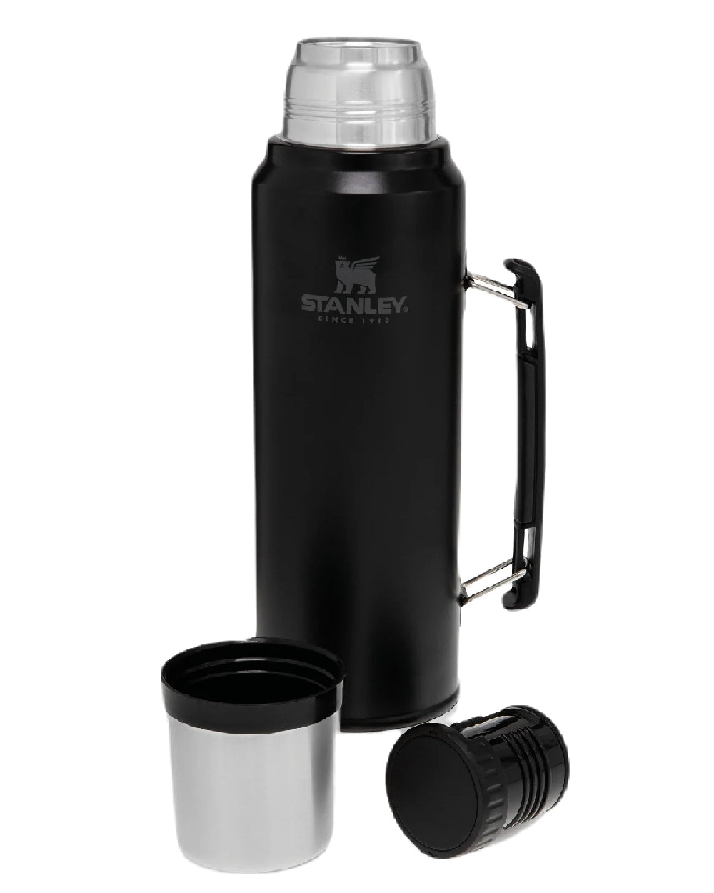 Matte Black Pebble coloured Stanley Classic Legendary Bottle 1.0L on white background #colour_matte-black-pebble