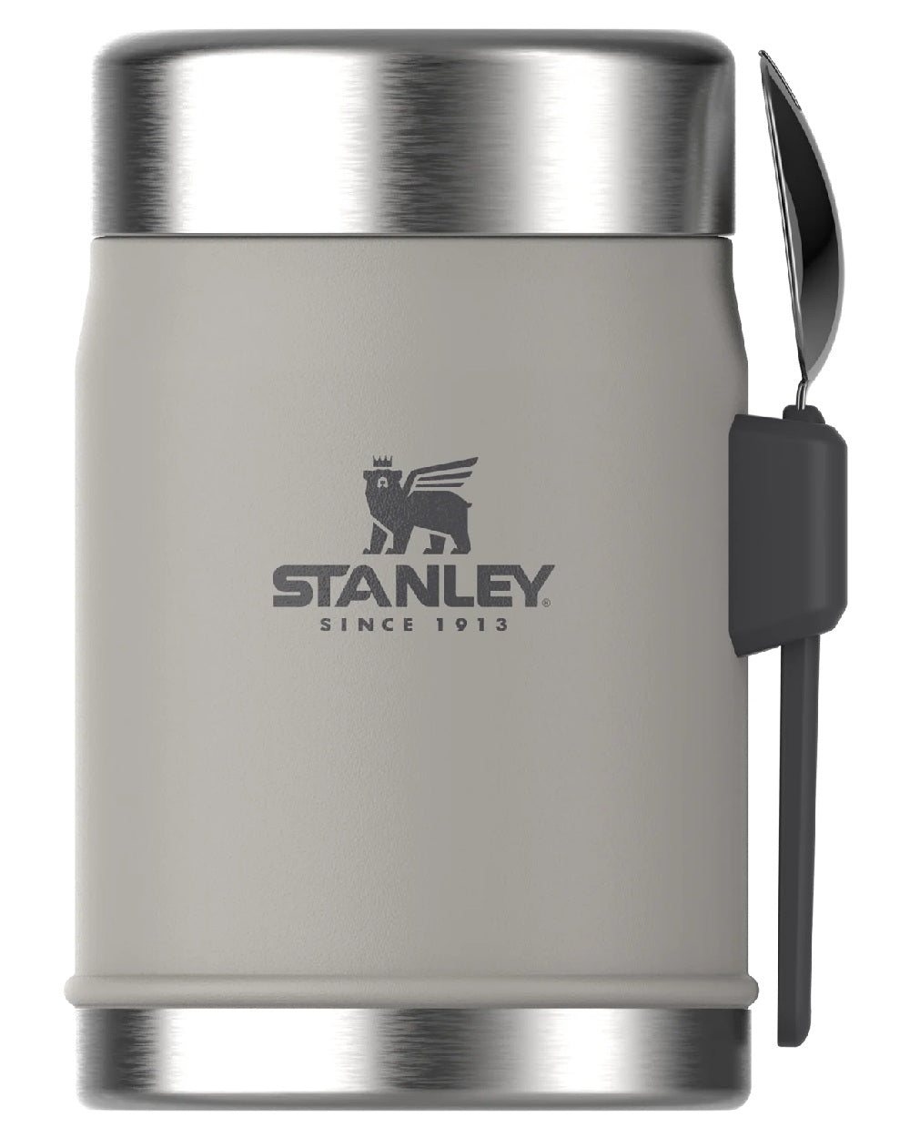 Ash coloured Stanley Classic Legendary Food Jar and Spork 0.4L on white background #colour_ash