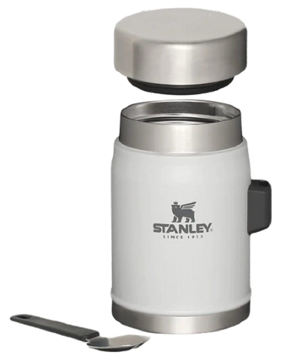 Ash coloured Stanley Classic Legendary Food Jar and Spork 0.4L on white background #colour_ash