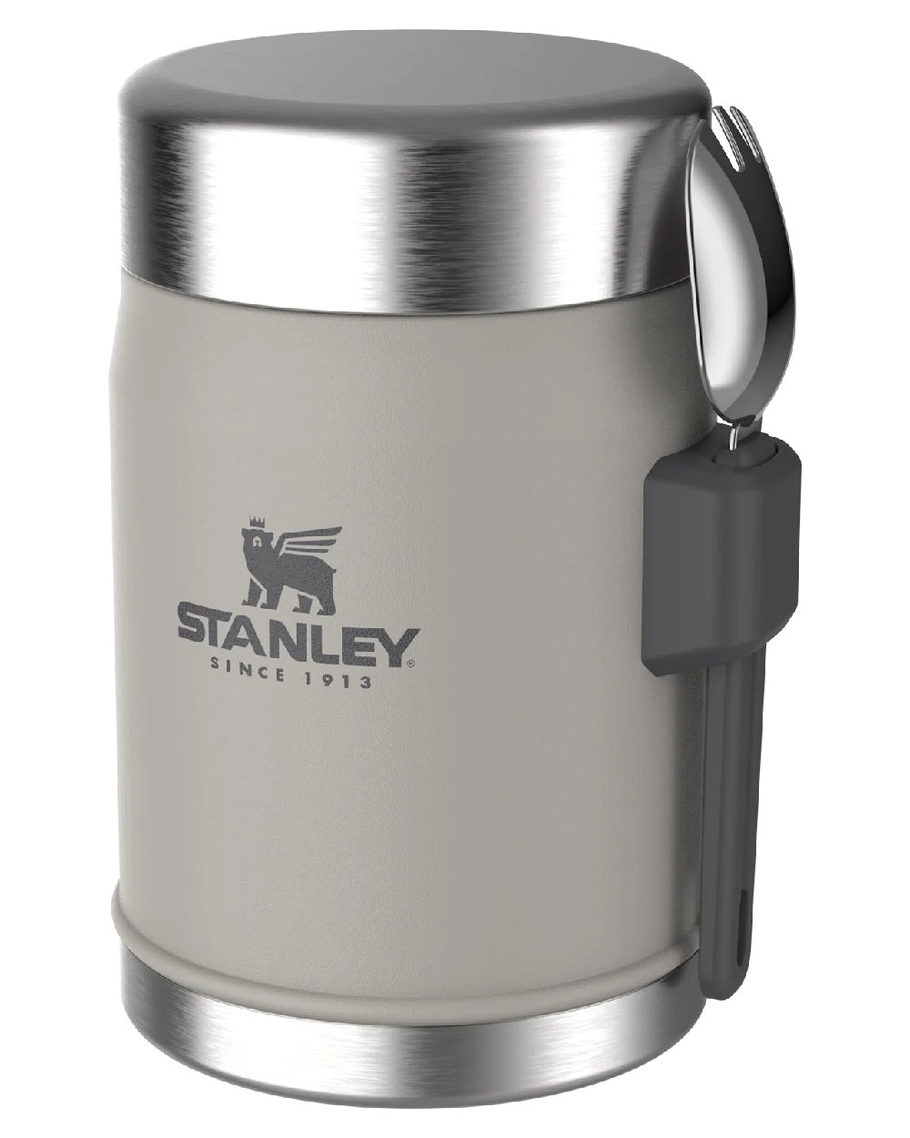 Ash coloured Stanley Classic Legendary Food Jar and Spork 0.4L on white background #colour_ash