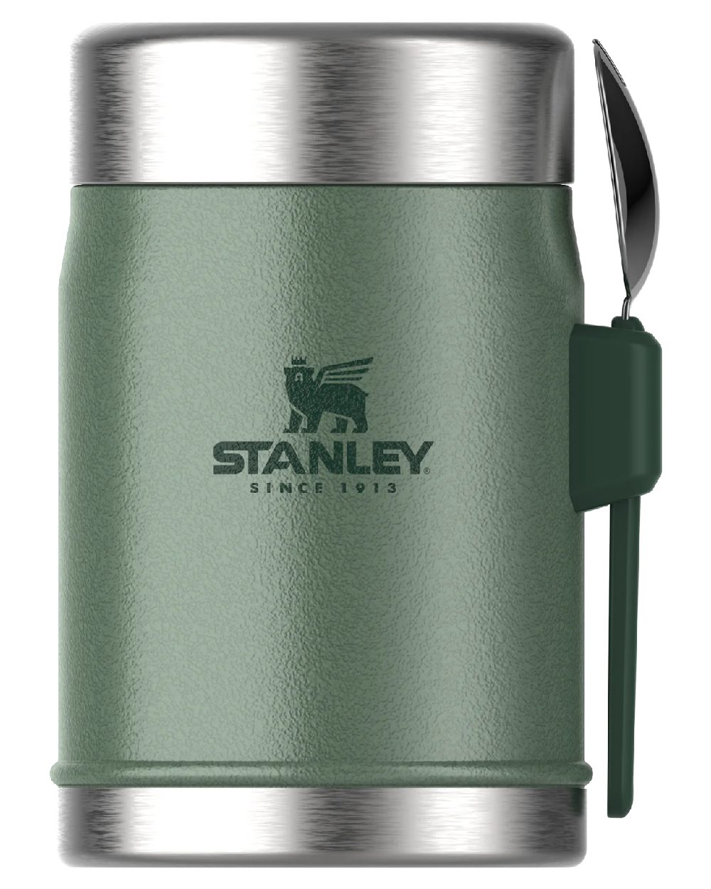 Hammertone Green coloured Stanley Classic Legendary Food Jar and Spork 0.4L on white background #colour_hammertone-green