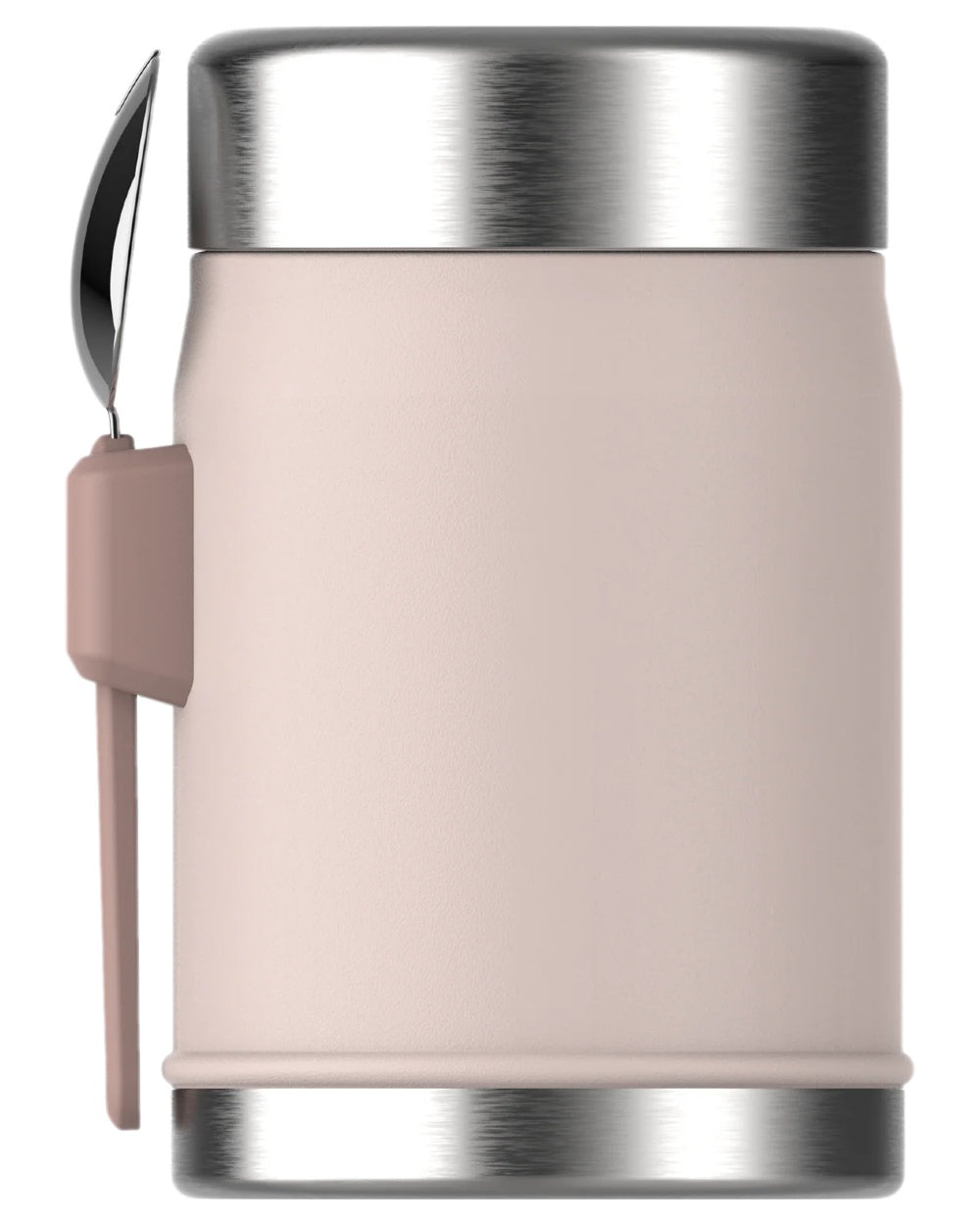 Rose Quartz Coloured Stanley Classic Legendary Food Jar and Spork 0.4L on white background #colour_rose-quartz