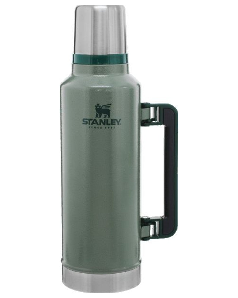 Hammertone Green coloured Stanley Classic Vacuum Bottle 1.4L on white background #colour_hammertone-green