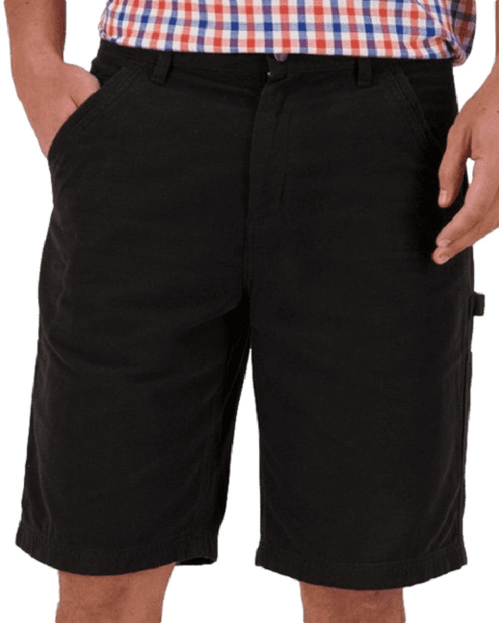 Black Coloured Swanndri Glenbrook Shorts on white background #colour_black