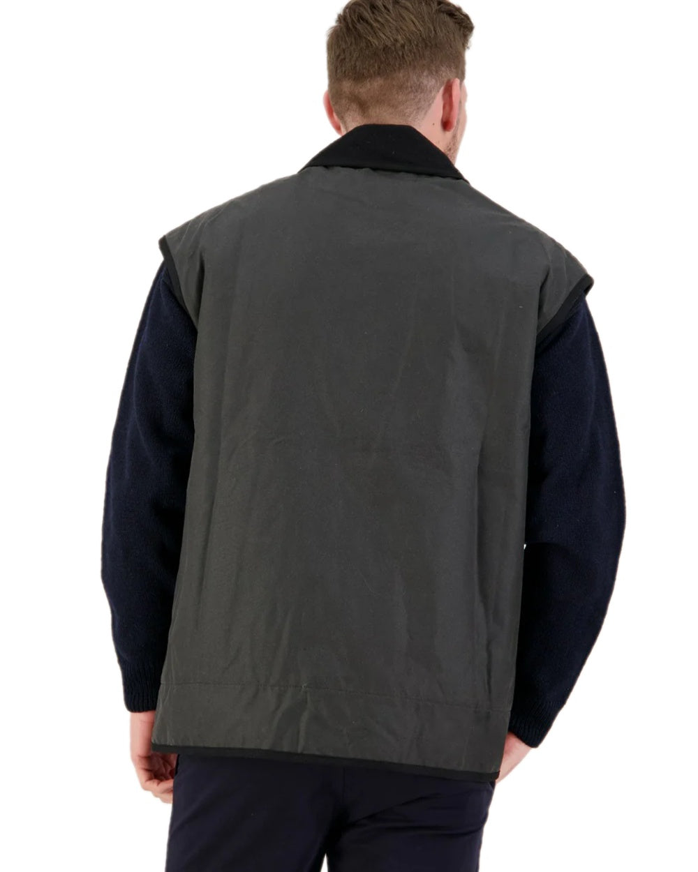 Brown Coloured Swanndri Mens Foxton Oilskin Vest with Wool Lining on white background #colour_brown