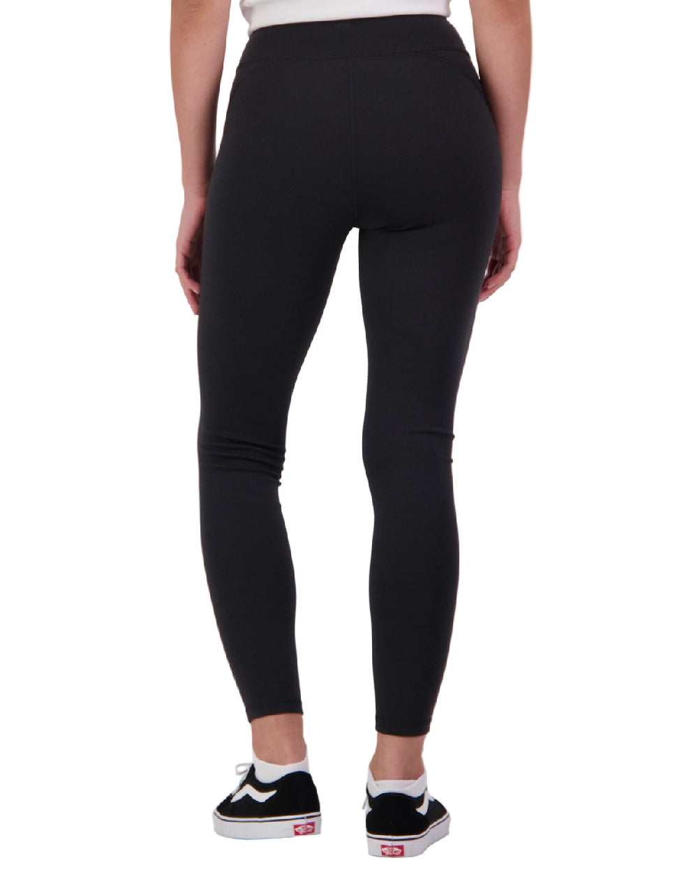 Black Coloured Swanndri Womens Merino Fusion Leggings on white background #colour_black