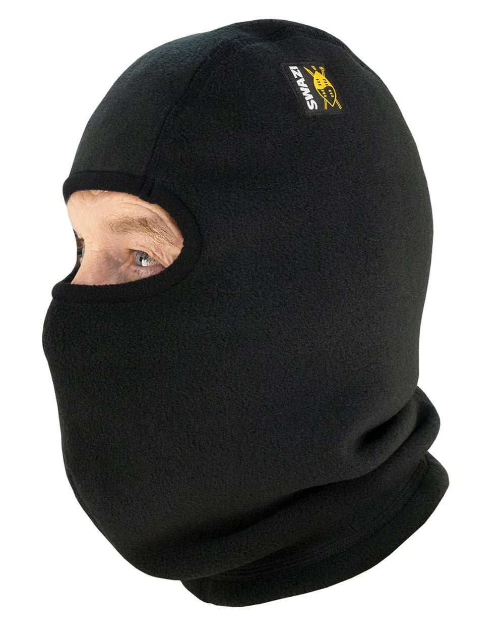 Black coloured Swazi Balaclava on white background #colour_black