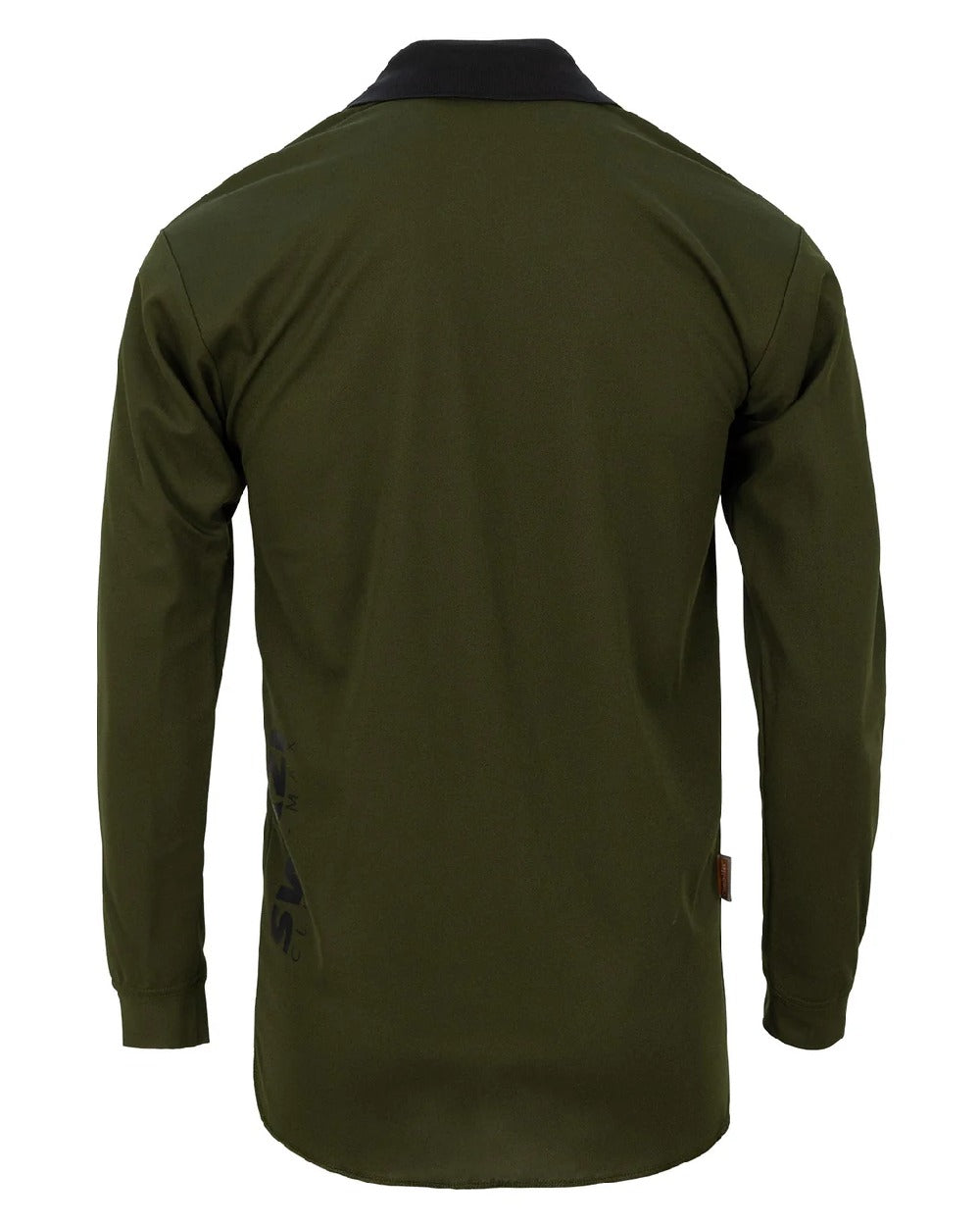 Olive coloured Swazi Mens Climb Max Long Sleeve Polo Shirt on white background #colour_olive