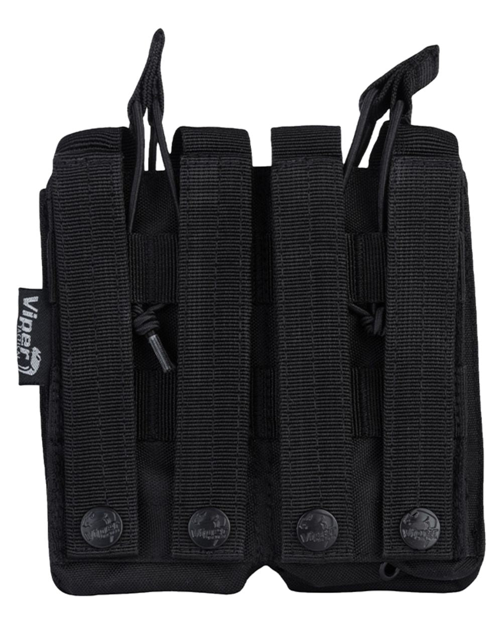 Black Coloured Viper Double Duo Mag Pouch on white background #colour_black