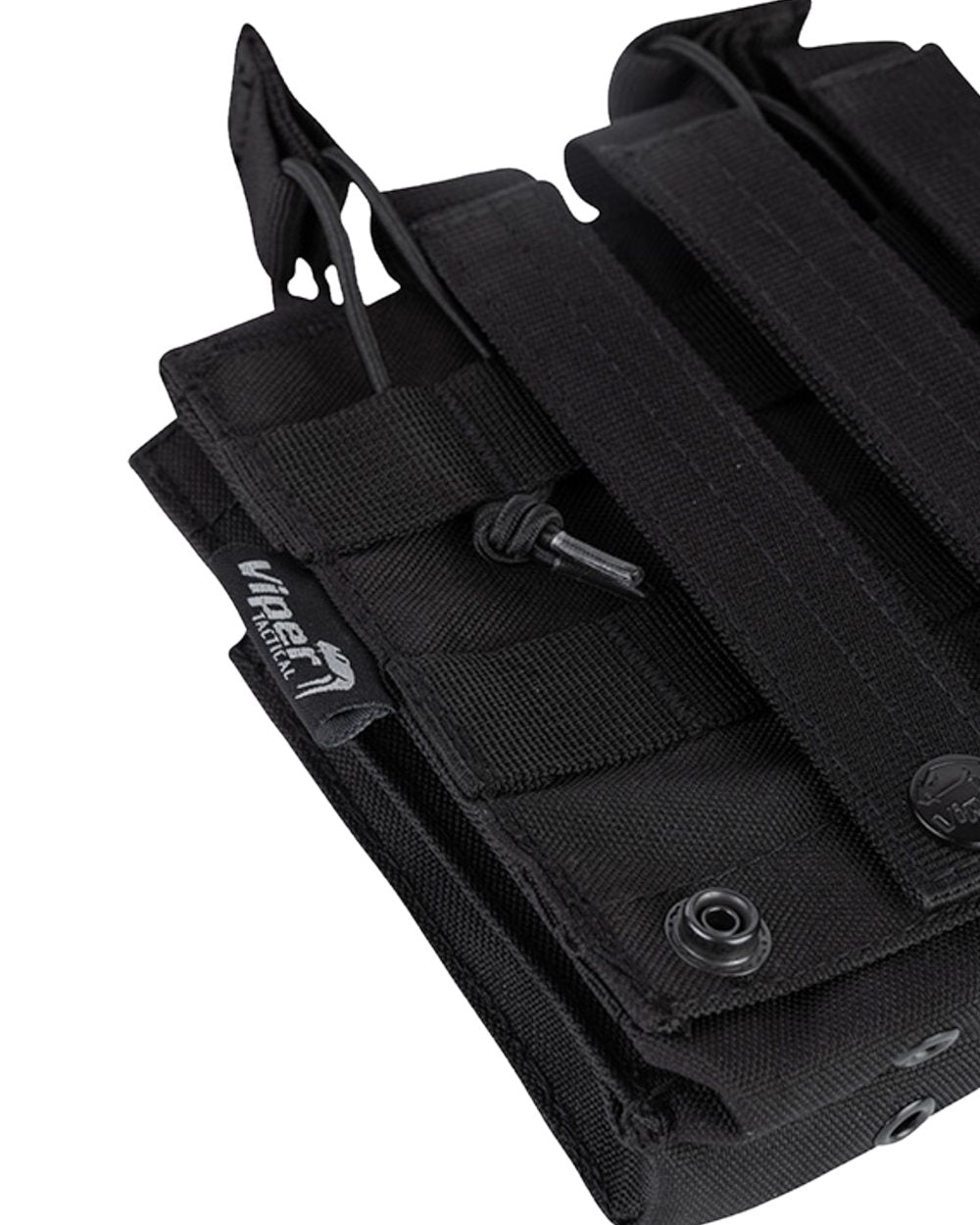 Black Coloured Viper Double Duo Mag Pouch on white background #colour_black