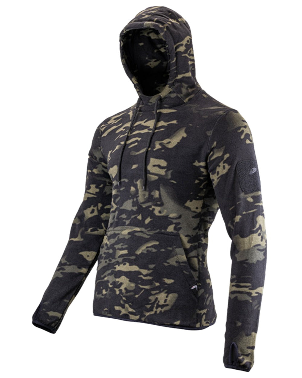 VCAM Black Coloured Viper Fleece Hoodie on white background #colour_vcam-black