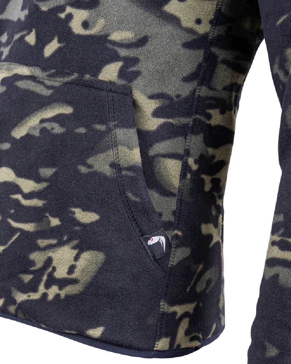 VCAM Black Coloured Viper Fleece Hoodie on white background #colour_vcam-black