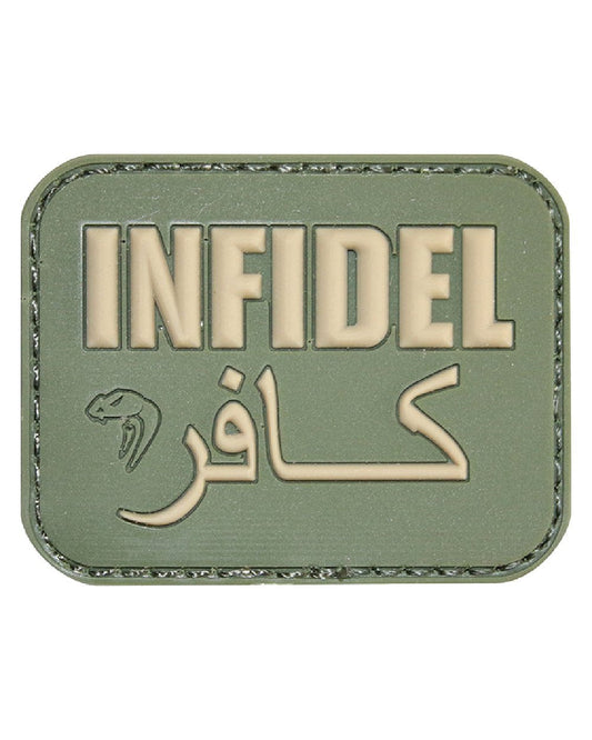 Green Coloured Viper Infidel Morale Rubber Patch on white background #colour_green
