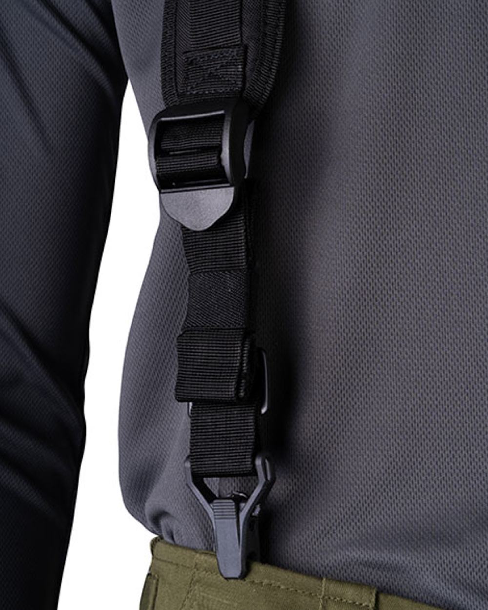 Black Coloured Viper Locking Harness on white background #colour_black